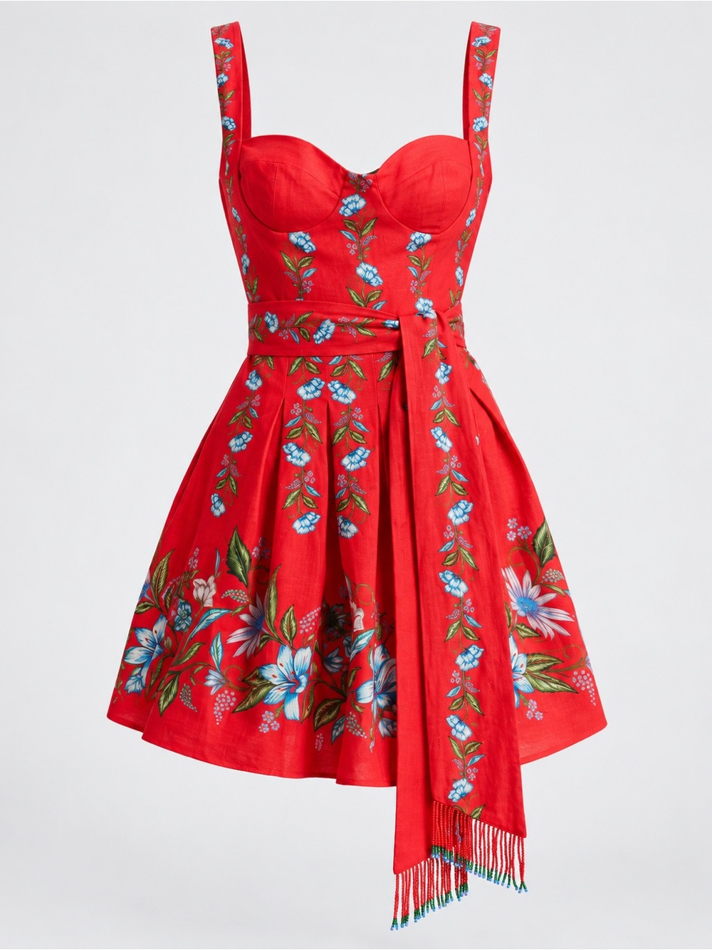FARM Rio Sweet Bloom Bouquet Red Floral Mini Dress Size L
